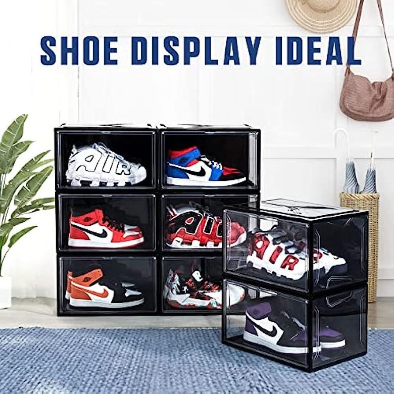 Stackable Acrylic Shoe Storage Box Shoe Organizer for Closet Space Saving Foldable Shoe Sneaker Containers Bins Holders