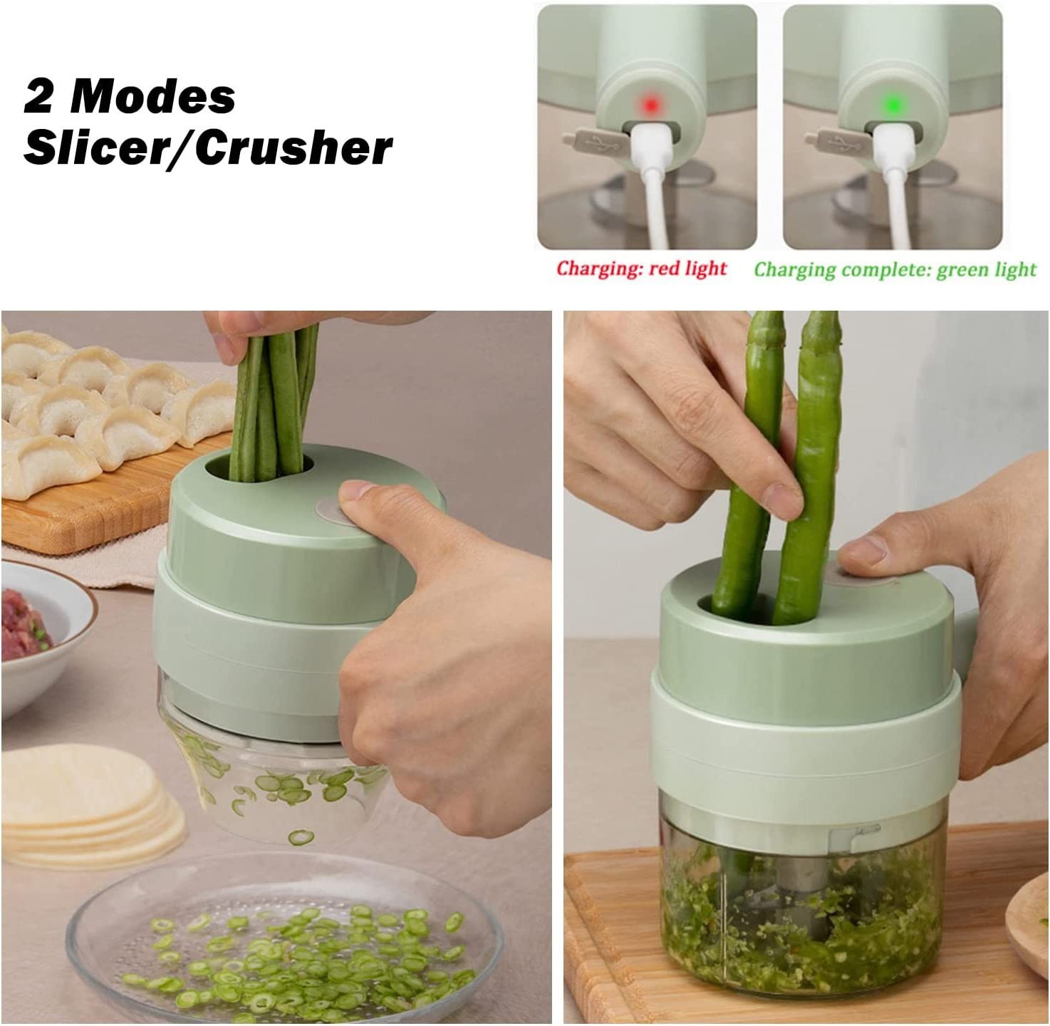 Portable 4 in 1 Handheld food garlic Cutter cortadora de verduras electric Electric Vegetable Slicer Kitchen Chopper with brush