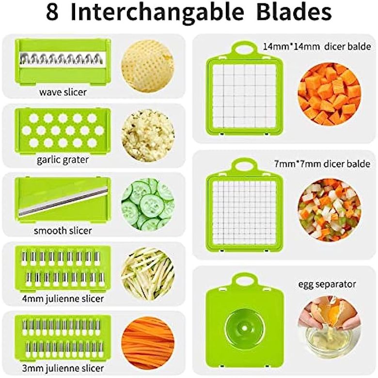 Hot sale 16-in-1 Multifunctional Vegetable food Chopper Onion Chopper Vegetable Slicer Cutter Dice Chopper with 7 Blades