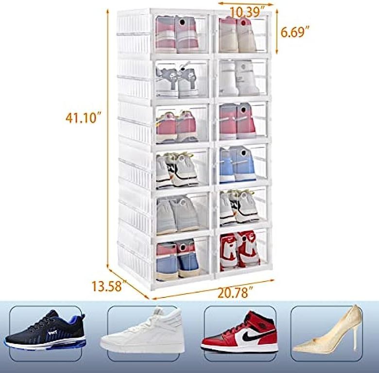 Hot Sale Custom Transparent Top Quality PP Folding Collapsible Foldable Plastic Clear Shoe Storage Box