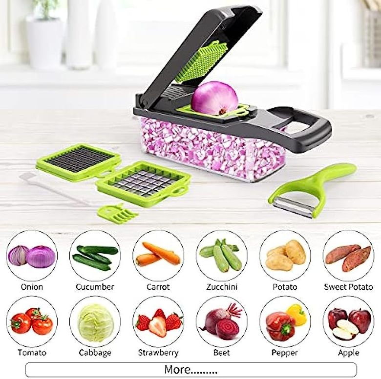 Hot sale 16-in-1 Multifunctional Vegetable food Chopper Onion Chopper Vegetable Slicer Cutter Dice Chopper with 7 Blades