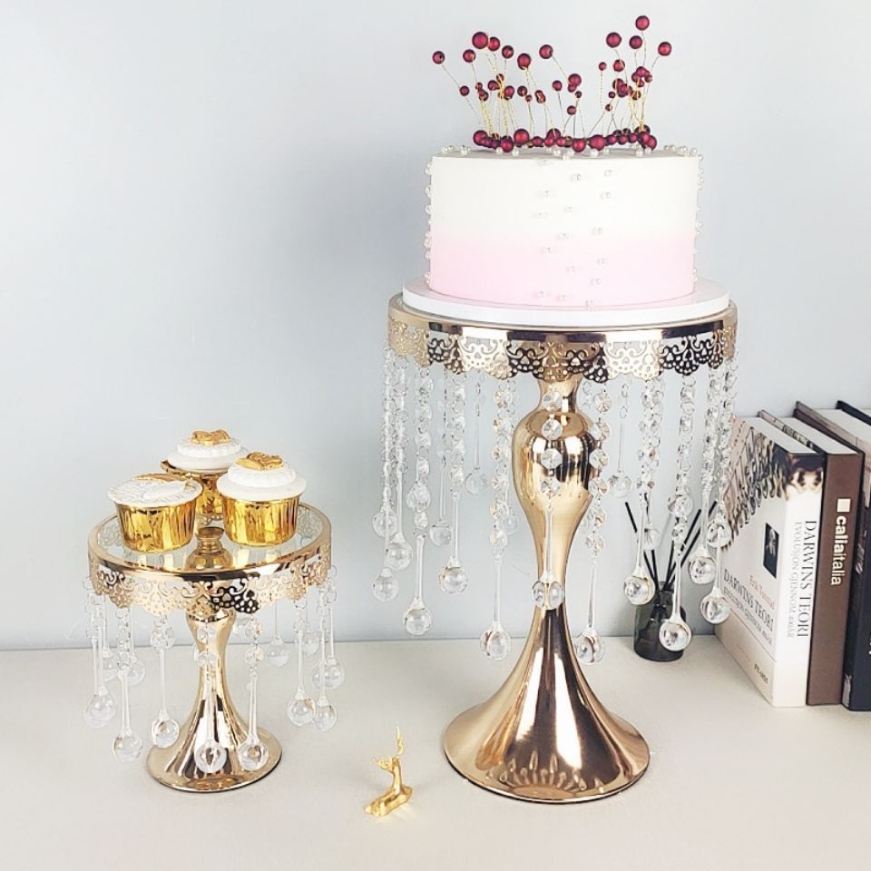 Manufacturers 12 Inch Golden Dessert Afternoon Tea Stand Hanging Cake Stand Centerpieces Set