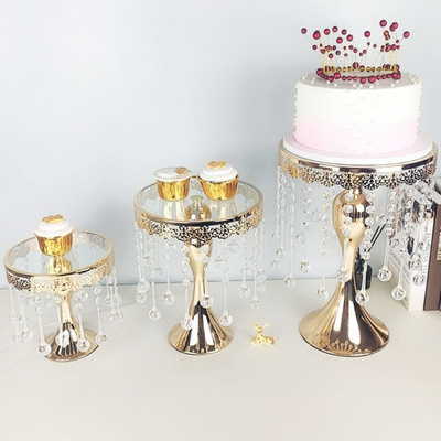 Manufacturers 12 Inch Golden Dessert Afternoon Tea Stand Hanging Cake Stand Centerpieces Set