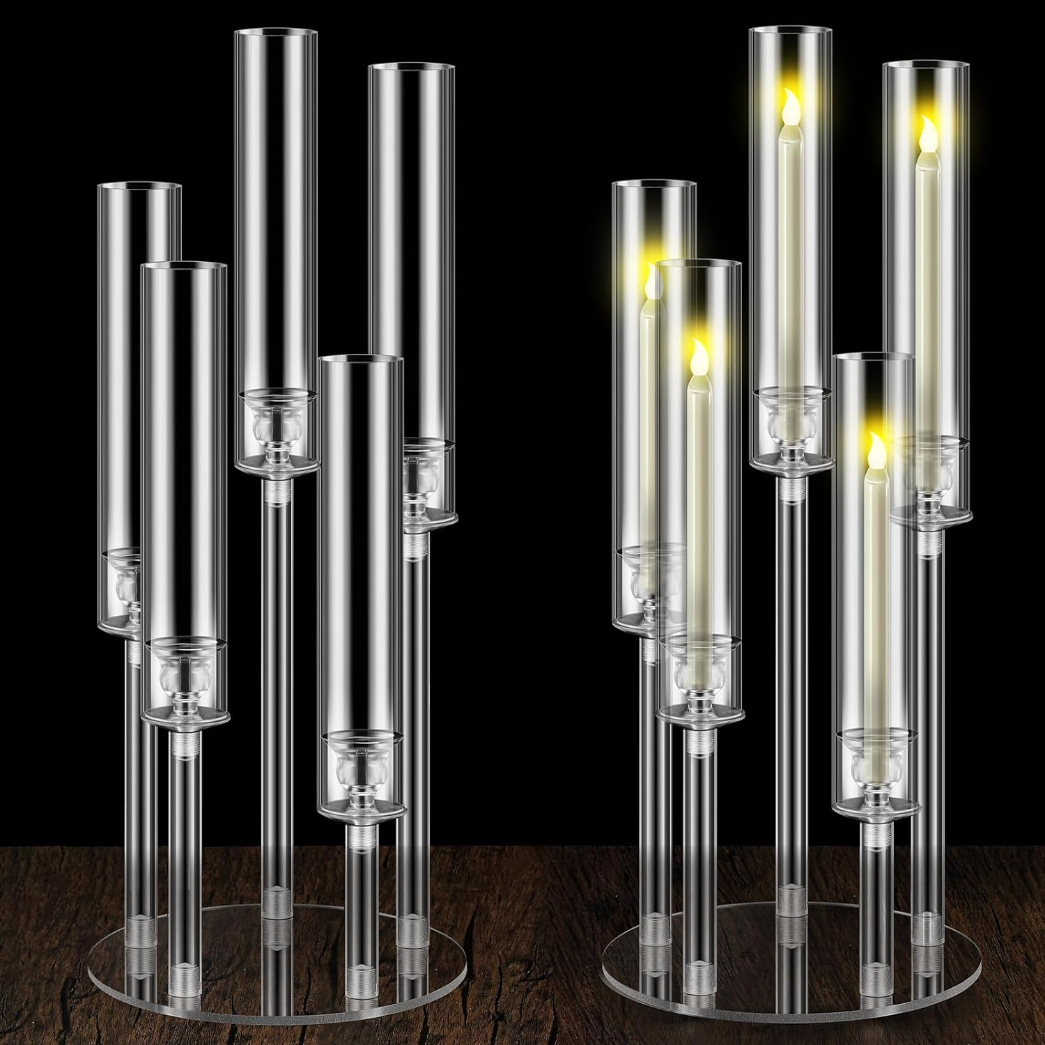 Hot Selling 3 Arms 5 Arms 6 Arms Acrylic Clear Candelabra Candle Holder for Wedding Decoration