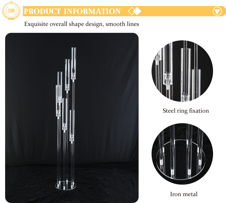 European Style 8 Heads Acrylic Candlestick Wedding Table Centerpiece 3 5 6 8 10 Arms Candle Holder for Party Event Wedding Decor