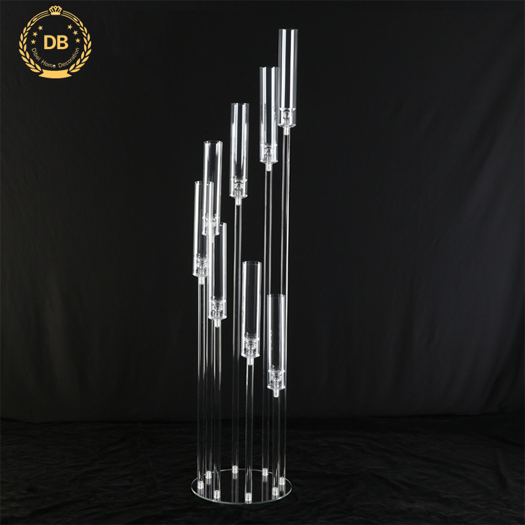 Dibei Modern Design Transparent Floor Acrylic Centerpiece Stand Wedding Decoration Acrylic Candelabra Centerpiece