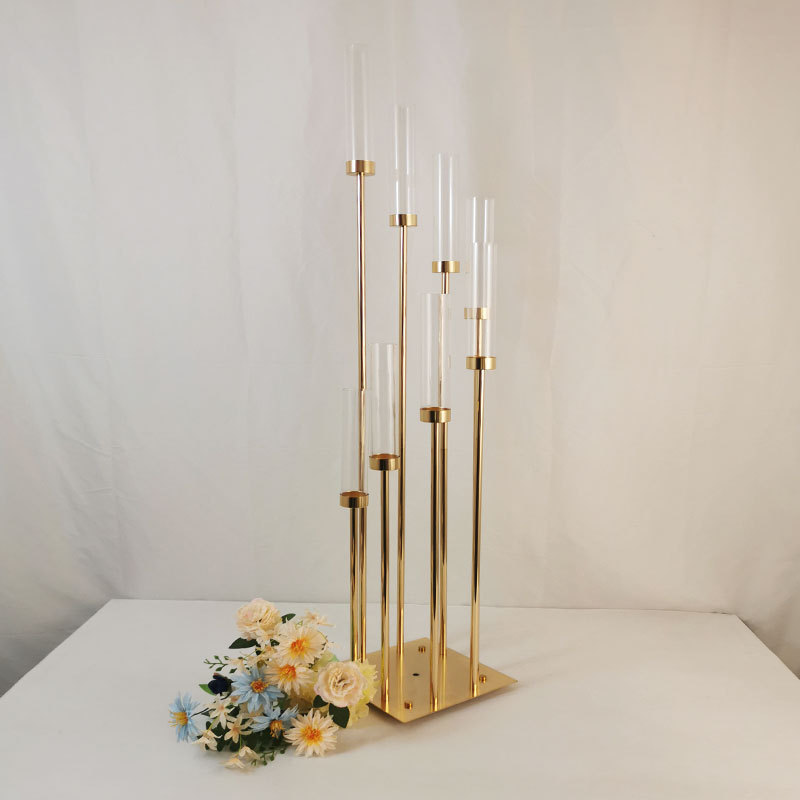 Modern Home Decor Gold Hand Decorative Candlestick Wedding Centerpieces Metal 8 heads Tall Candle Holder