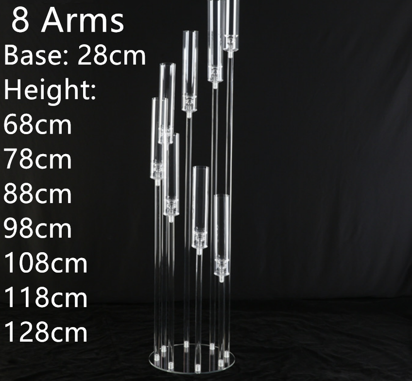 European Style 8 Heads Acrylic Candlestick Wedding Table Centerpiece 3 5 6 8 10 Arms Candle Holder for Party Event Wedding Decor