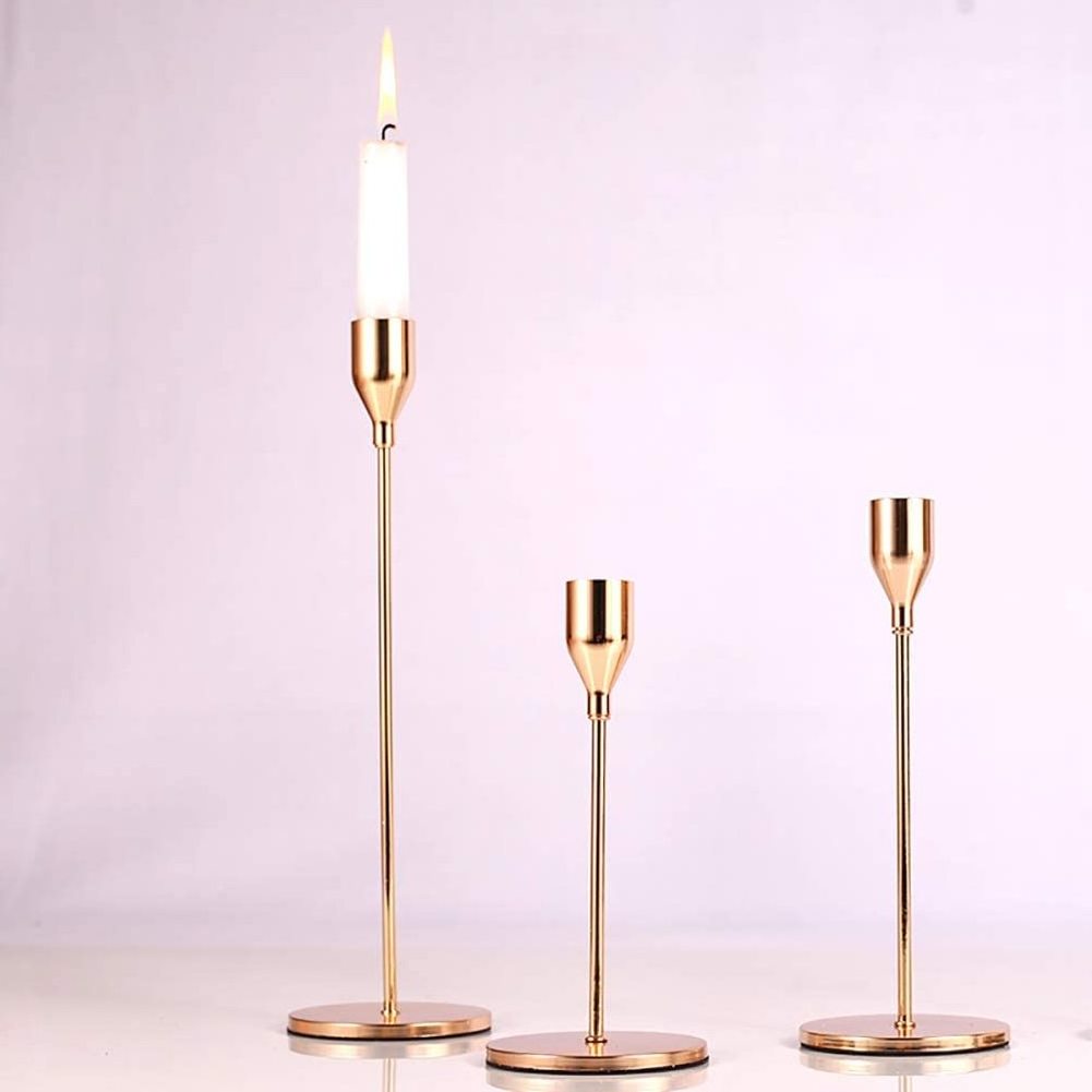 Dibei Manufacture Candle Holder 1000 Sets $3 USD Modern Gold Metal Candlestick Holder for Taper Candles