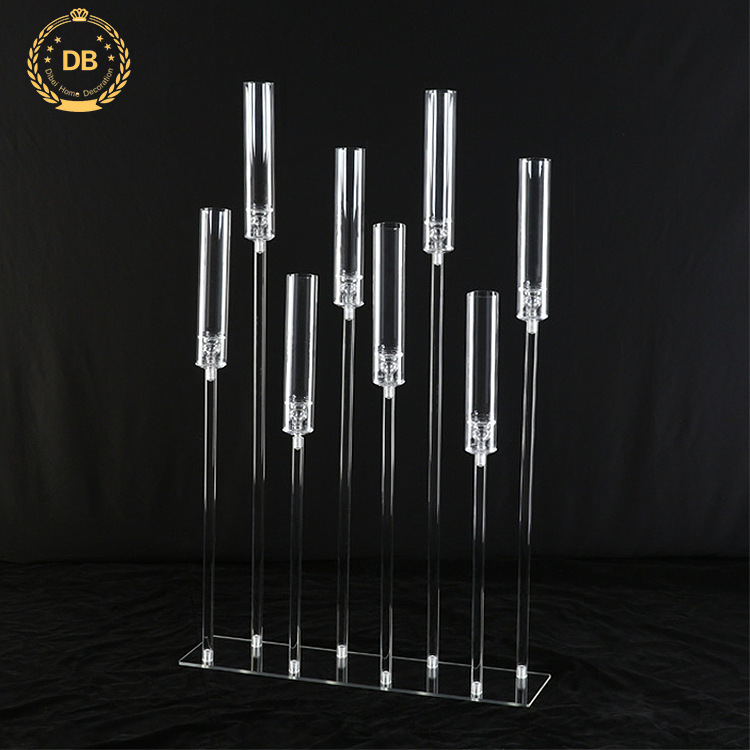 Dibei Modern Design Transparent Floor Acrylic Centerpiece Stand Wedding Decoration Acrylic Candelabra Centerpiece