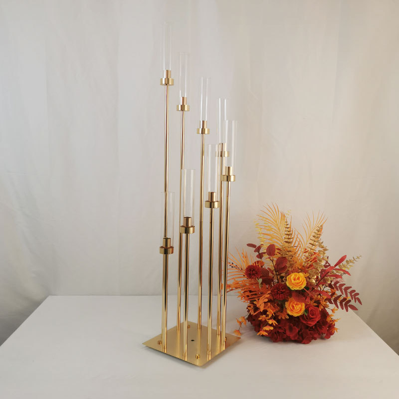 Modern Home Decor Gold Hand Decorative Candlestick Wedding Centerpieces Metal 8 heads Tall Candle Holder