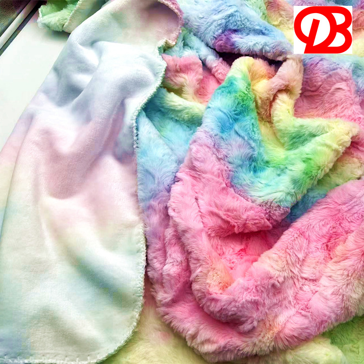 Double fleece fur Custom Weighted Print Super Soft fluffy Minky Fabric New Style Minky tie dye throws Bed Blanket for baby