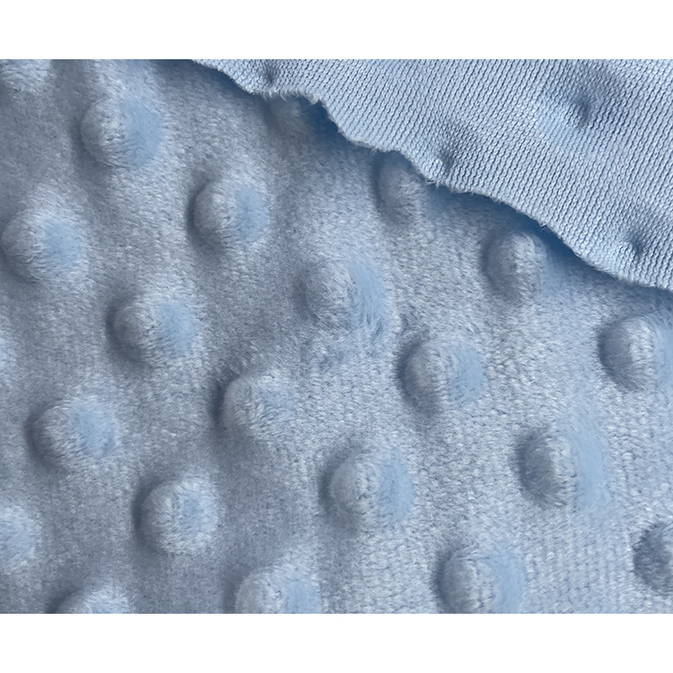 Plain Polyester Embossed Minky Dot Fabric Solid Cuddle Plush Fabric For Baby Blanket