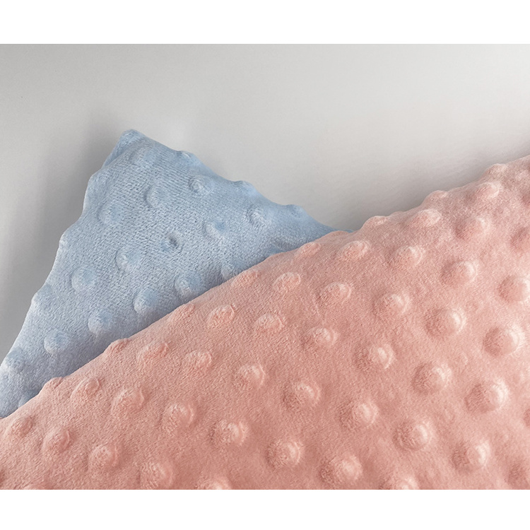 Plain Polyester Embossed Minky Dot Fabric Solid Cuddle Plush Fabric For Baby Blanket