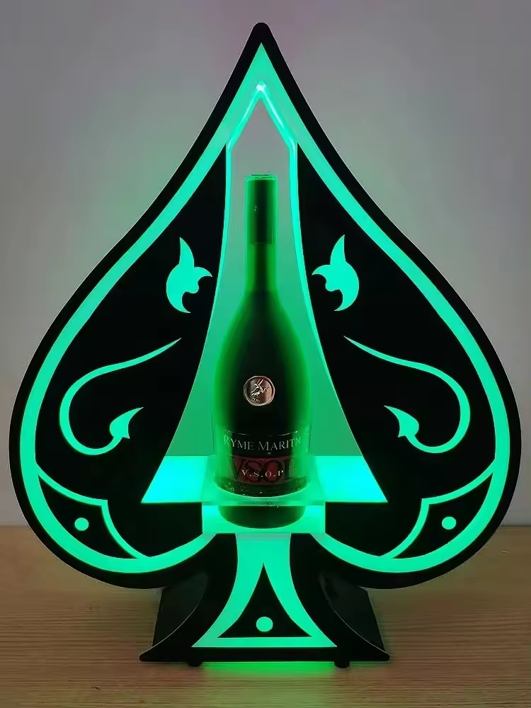 Barware Bottle Presenter Glorifier Led Illuminated Liquor Bottle Stand Acrylic Champagne Wine Glass Holder