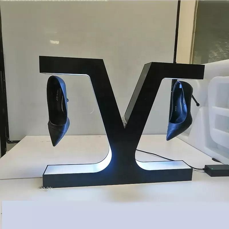 Double Levitating Display Magnetic Floating Acrylic Sneaker Levitating Stand Display Racks Floating Shoe Display