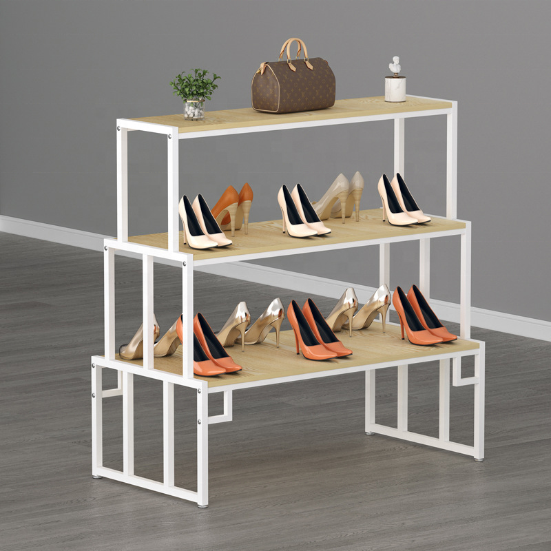 Customized Showroom Design Modern Gold  Bag And Handbag Stand Display Racks Shoes Display Shelf