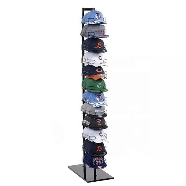 Hot Sale Single Sided Retail Fitted Sun Straw Trucker Hat Vertical Metal Stand Display Stand Racks