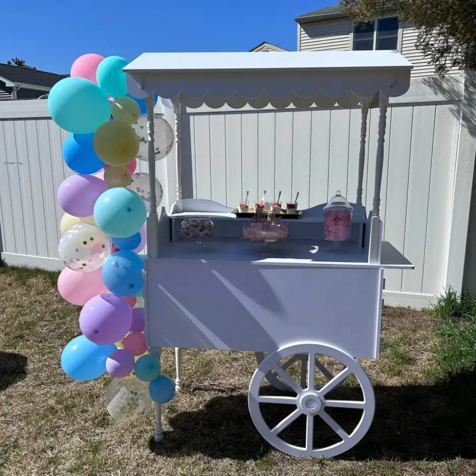 Factory Direct Wedding Candy Cart Display Wooden Folding Cart With Wheels For Children Display Racks Party Decor Cake Candy Cart