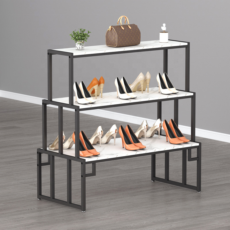 Customized Showroom Design Modern Gold  Bag And Handbag Stand Display Racks Shoes Display Shelf