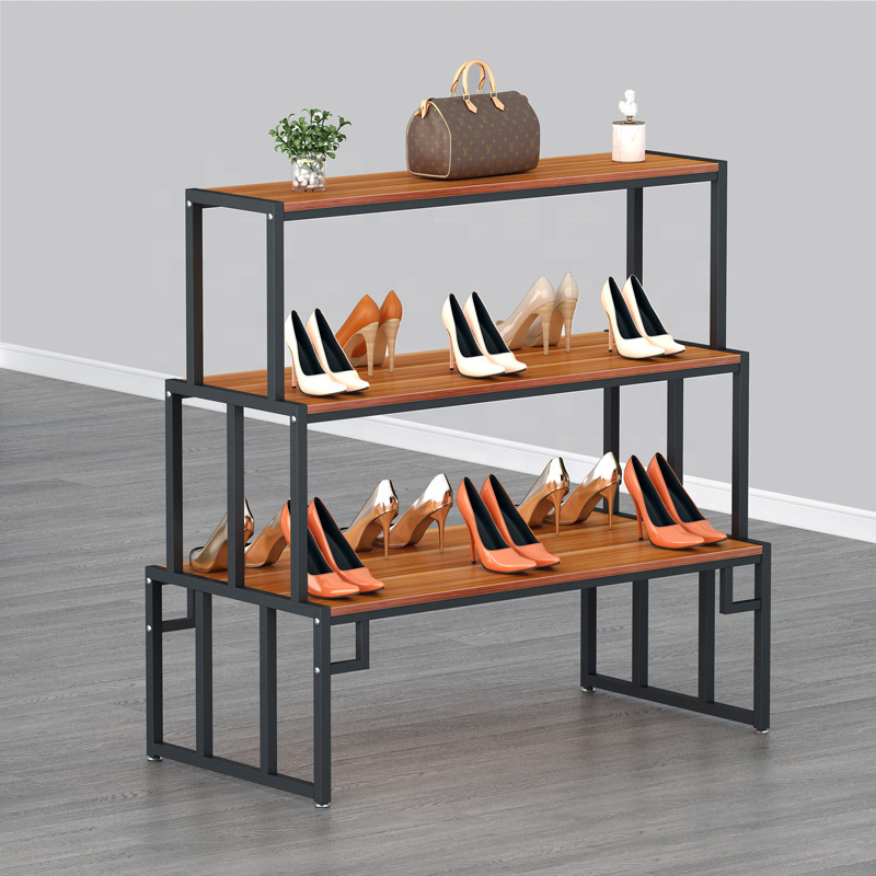 Customized Showroom Design Modern Gold  Bag And Handbag Stand Display Racks Shoes Display Shelf