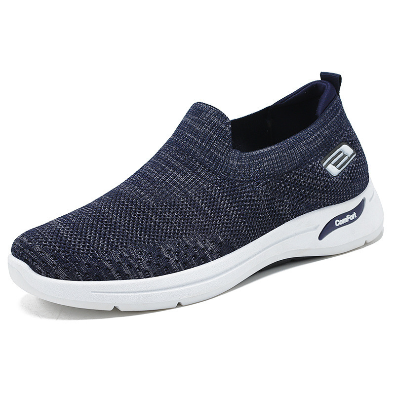 Fly Knitting Shoes Upper Mens Running Tennis Shoes Knitted Breathable Walking Athletic Shoes