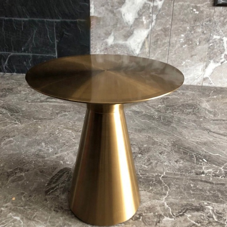 Modern living room customized table stainless steel brushed copper round coffee table simple metal side table