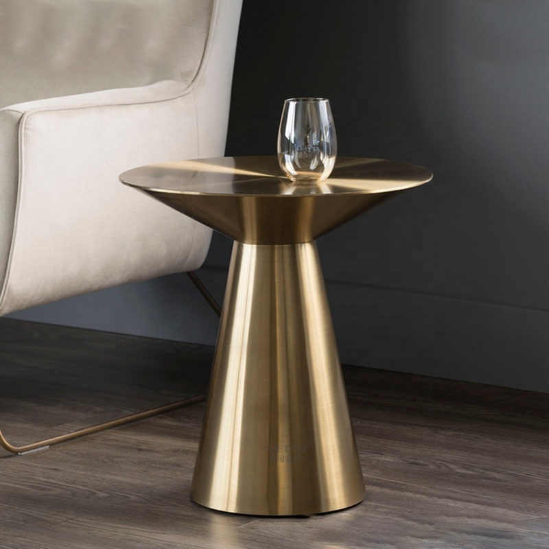 Modern living room customized table stainless steel brushed copper round coffee table simple metal side table