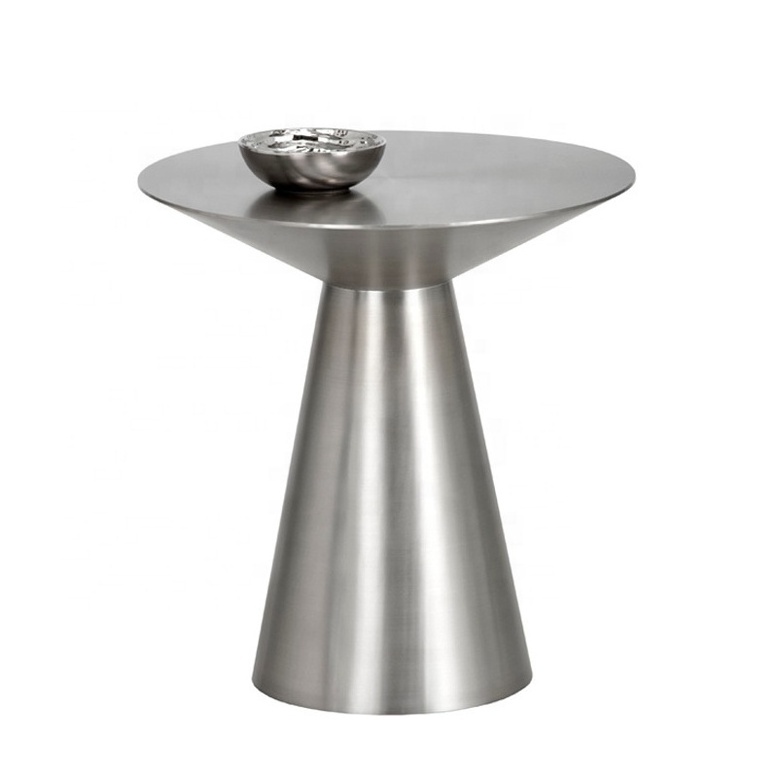 Modern living room customized table stainless steel brushed copper round coffee table simple metal side table