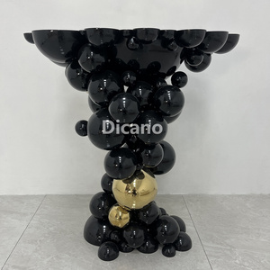 Italian simple stainless steel spherical porch table modern creative black hotel villa living room high-end furniture