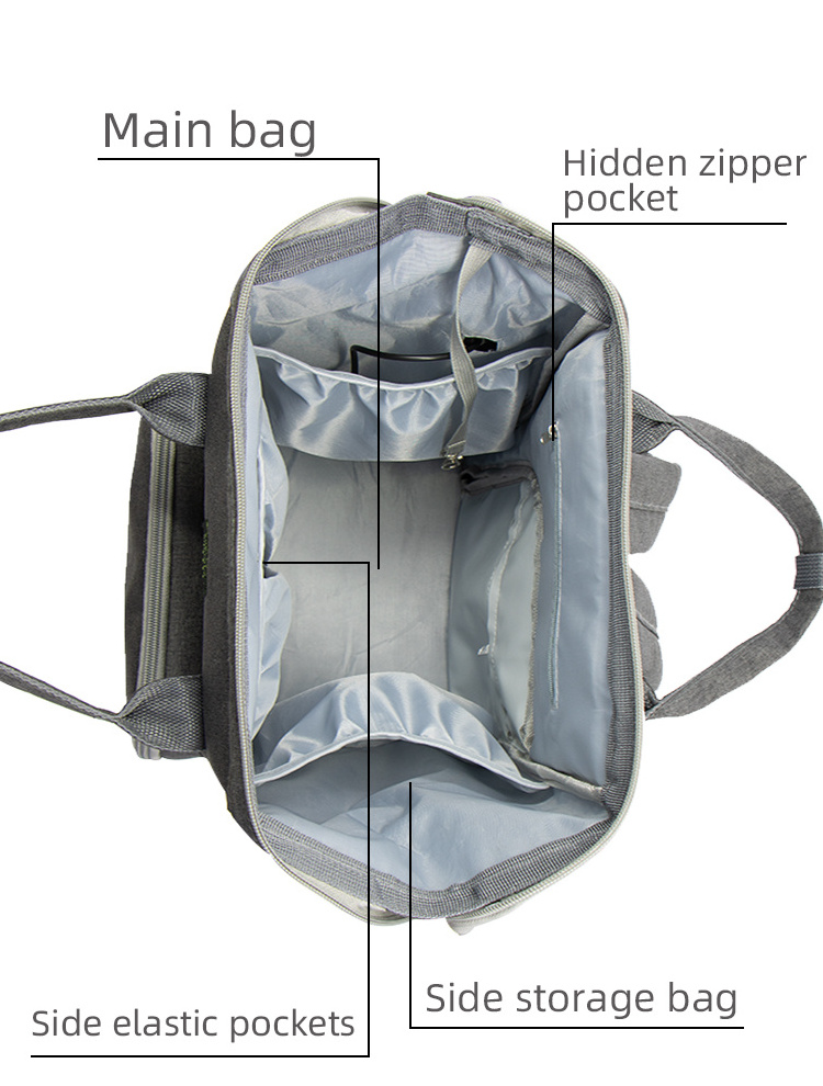 Diaper Backpack Multifunction Large Capacity Baby Changing Diaper Bag With Insulated Pockets Grey