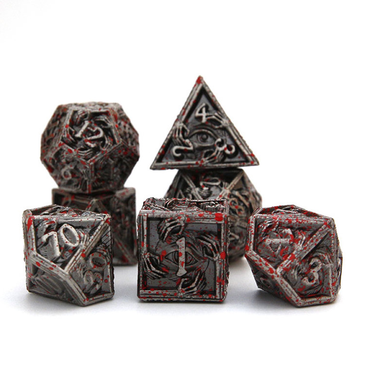 Custom Dragon Eye Metal Dice Set Bulk  Bloodbath Metal Hand Bone Dice