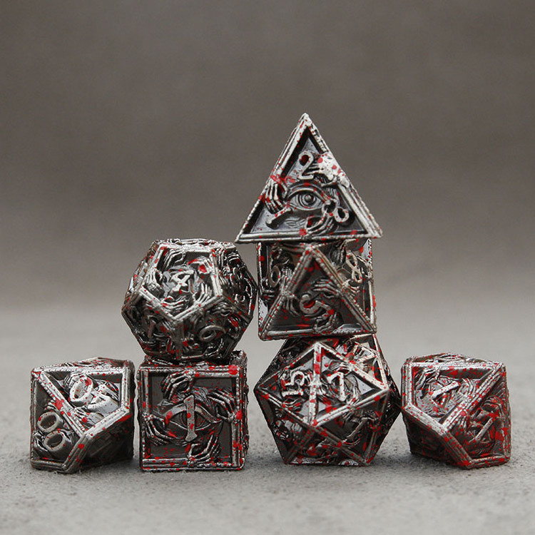 Custom Dragon Eye Metal Dice Set Bulk  Bloodbath Metal Hand Bone Dice