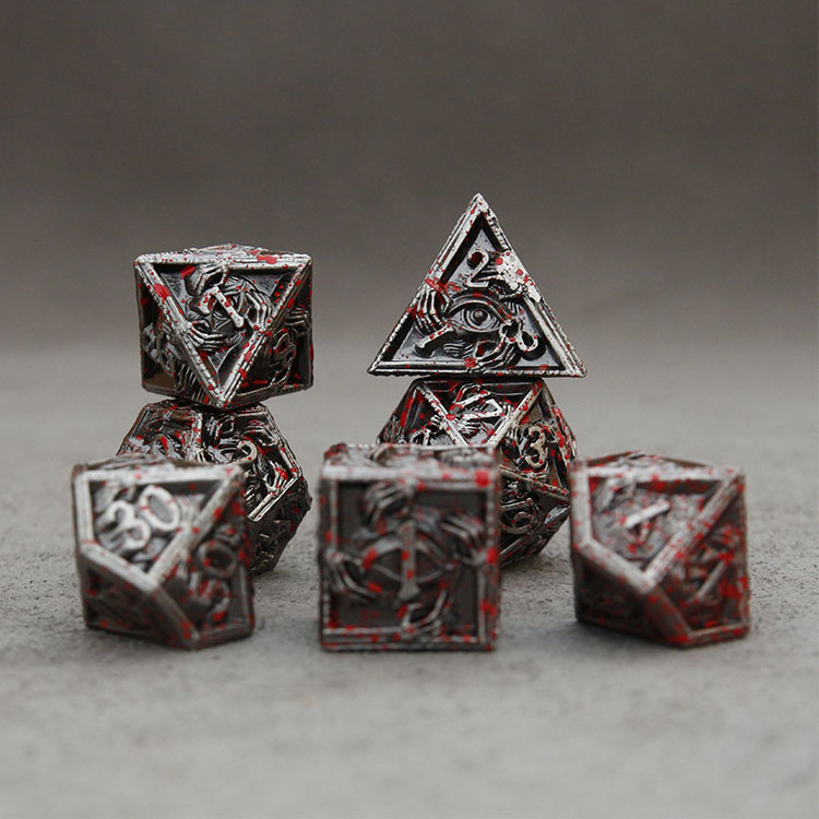 Custom Dragon Eye Metal Dice Set Bulk  Bloodbath Metal Hand Bone Dice