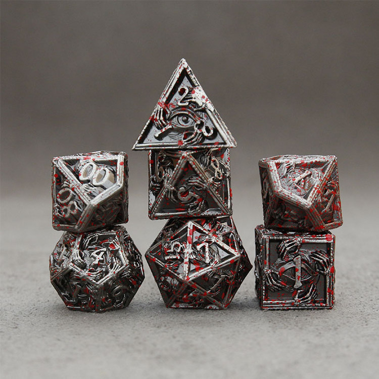 Custom Dragon Eye Metal Dice Set Bulk  Bloodbath Metal Hand Bone Dice