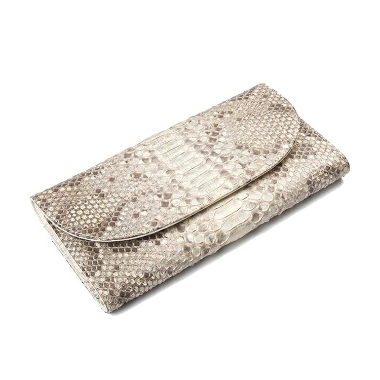 Designer luxury exotic unique women genuine snake leather skin clutch purse