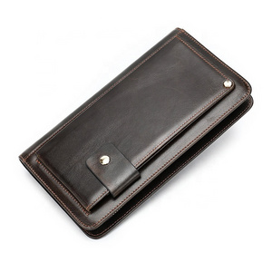 Wholesale custom design cowhide leather men's phone clutch bag purse