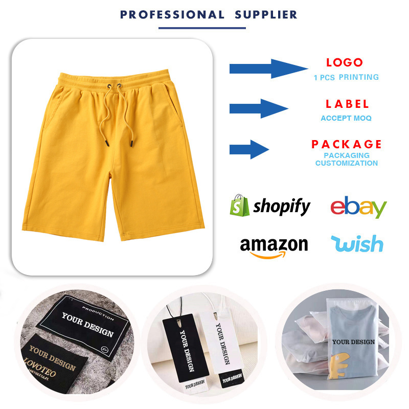 Wholesale Mens Summer Custom Logo Blank Shorts Casual 100% Cotton Men Shorts