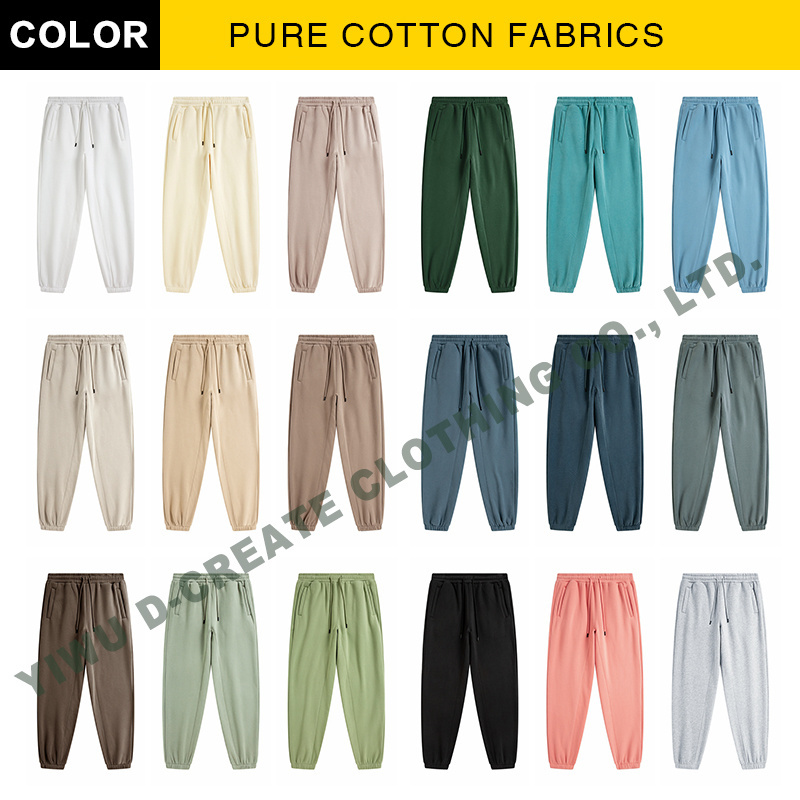 Wholesale 330gsm Custom Logo Sweatpants Baggy Blank Cotton Fleece Mens Sweatpants