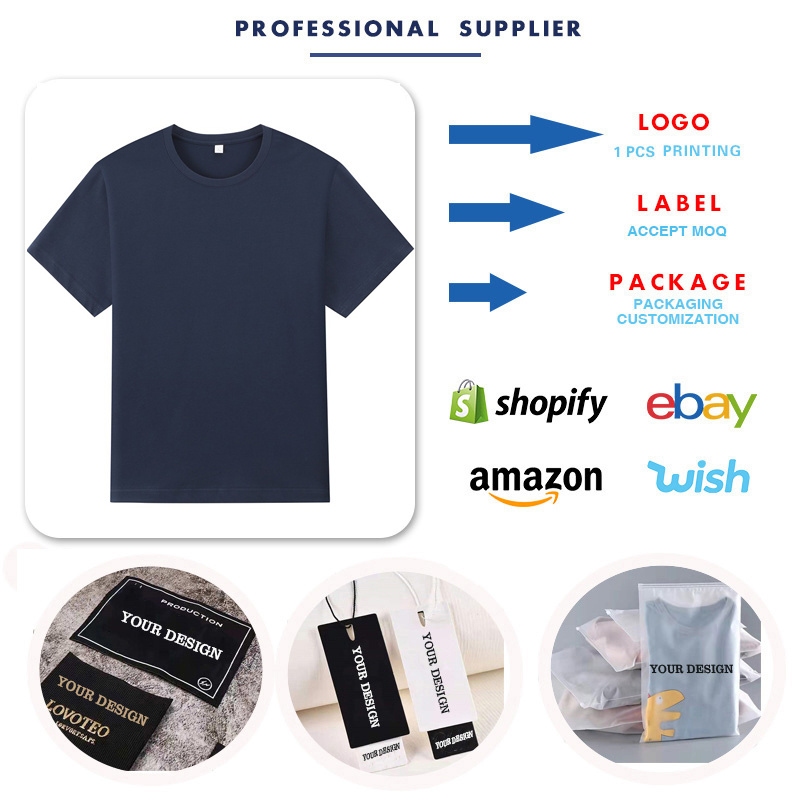 Wholesale Custom Your Brand Logo 100% Cotton Tshirt Blank Men T Shirt Plain Casual Men's T-shirts