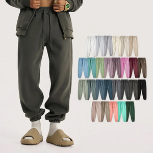 Wholesale 330gsm Custom Logo Sweatpants Baggy Blank Cotton Fleece Mens Sweatpants