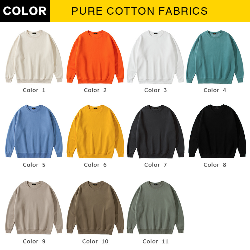 Wholesale 100 Cotton Unisex Blank Crew Neck Sweatshirt Men 330gsm Custom Embroidery Oversized Sweatshirt