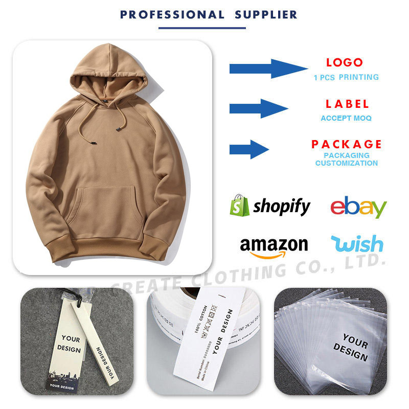 Wholesale Custom Puff Printing Hoodies Pullover Hoody High Quality Unisex Blank Fleece Hoodies Men