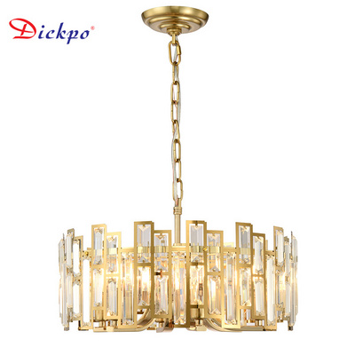 Chinese Luxury Modern Gold Crystal Stainless Steel Entryway Hanging Chandelier High Ceiling Pendant Lights