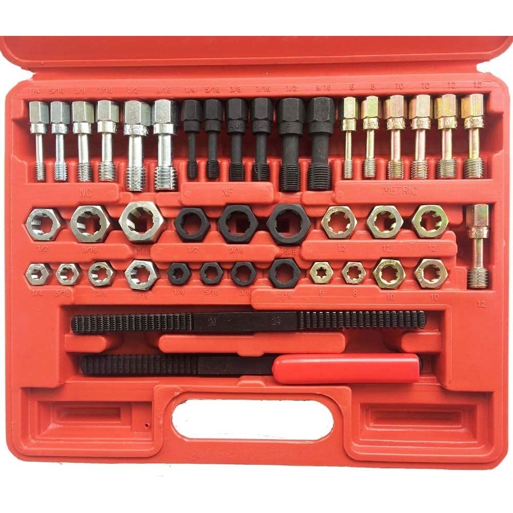 VIKTEC Universal 42Pcs Thread Chaser Set, Rethread Repair Tool, Fractional and Metric Thread Restorer Kit (VT01071)