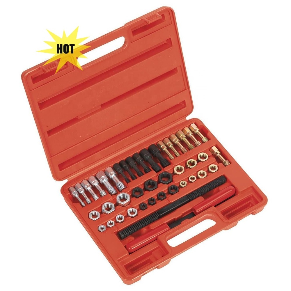 VIKTEC Universal 42Pcs Thread Chaser Set, Rethread Repair Tool, Fractional and Metric Thread Restorer Kit (VT01071)