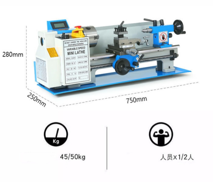 Mini Manual Metal Lathe Machine Pool Cue Repairing Lathe With 600W Brushless Motor