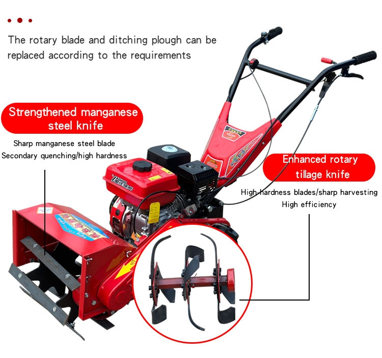 Small multifunctional 170 Petrol hoeing machine Microplough Rotary tiller Weeding machine Loose furrow machine