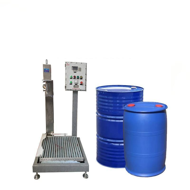 Semi-automatic  Lifting And Lowering100KG 200KG 300KG Chemical Solvent Iron Drum Paint Coating Washing Liquid Filling Machine