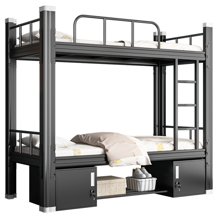 Free Sample Cheap Yi Strong Small Full Size Twin Over Double Bottom Metal Bunk Bed For Adult Under the bed with cabinet